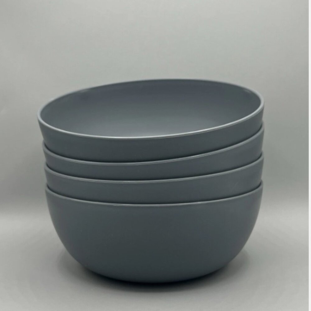 MAINSTAYS Plastic Cereal Salad Bowls Round 38oz BPA Free Grey Set of 4